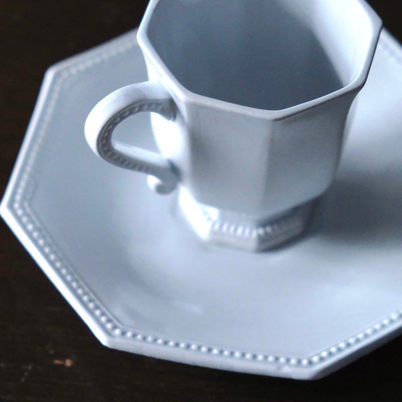 Creil&Montereau 水色 オクトゴナル カップ アンド ソーサー クレイユ