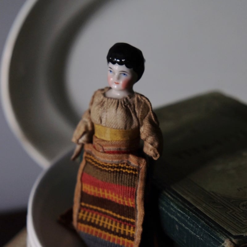 ドイツ製 チャイナヘッドドール ビスクドール 12.5cm アンティーク