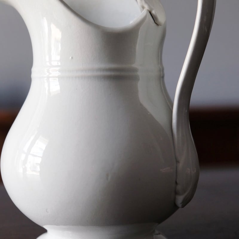 Gien 白 ピシェ h21.5cm フランス アンティーク 0501716 | jinen_