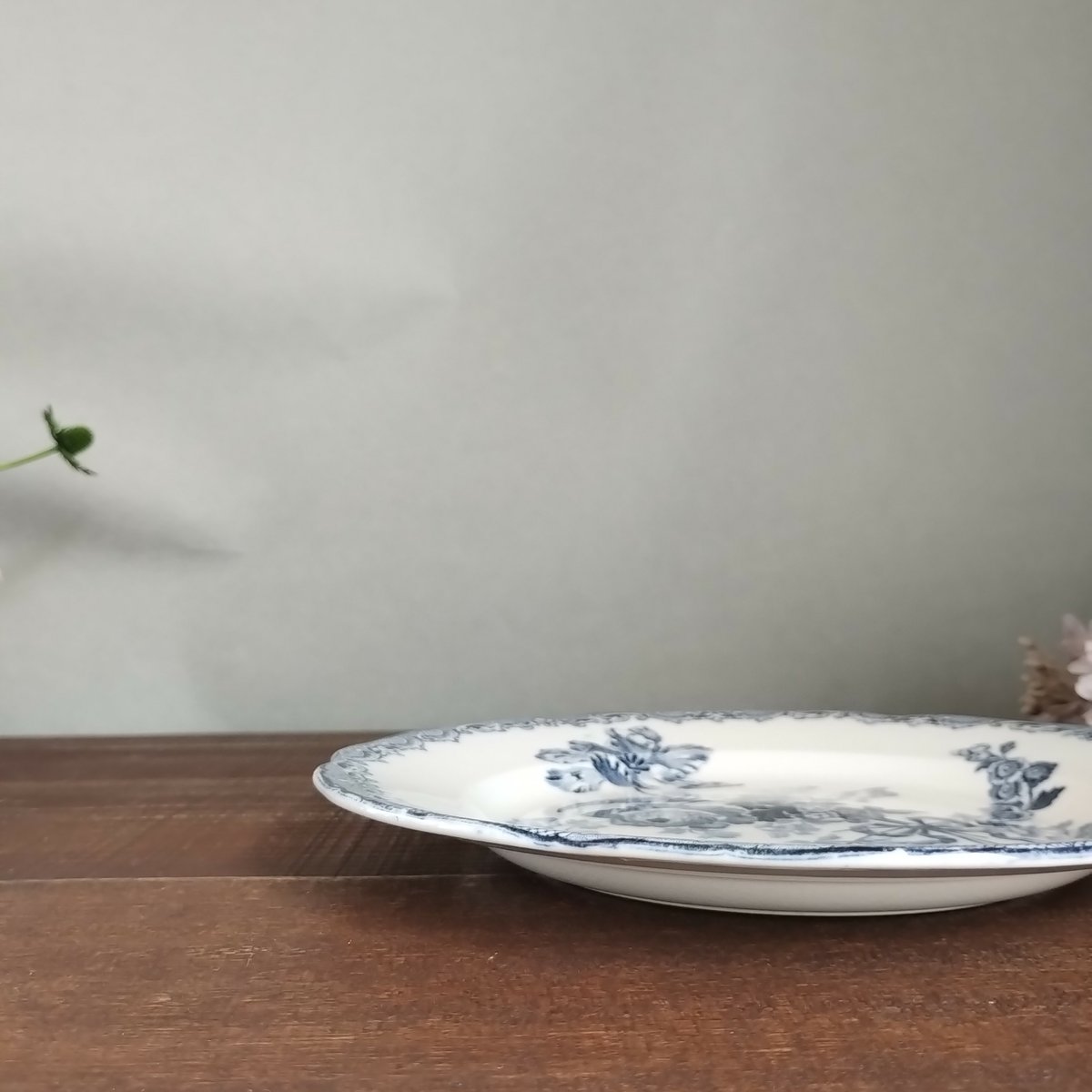 フランスアンティークプレート サルグミンヌ フォンタンジュ青 右上