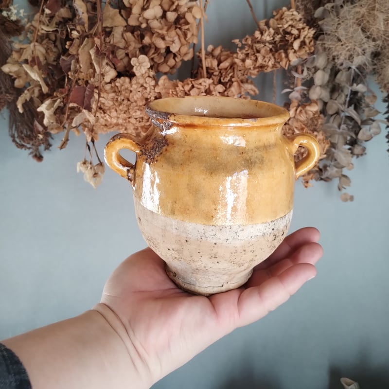 フランスアンティーク陶器ボトル/土器/花瓶/花器フラワーべース(74-92