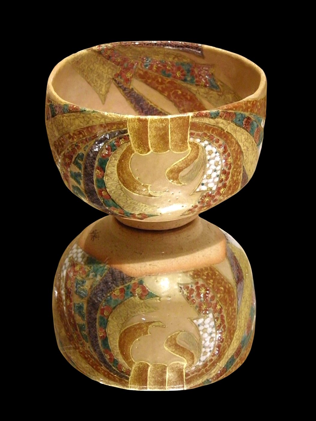 茶道具京焼滝口加全作染付山水文香炉透かし火屋付