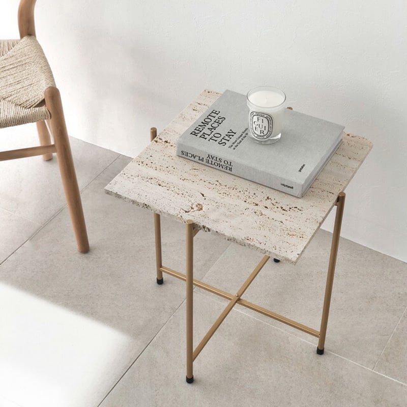 zarahome / 天然石天板の長方形サイドテーブル