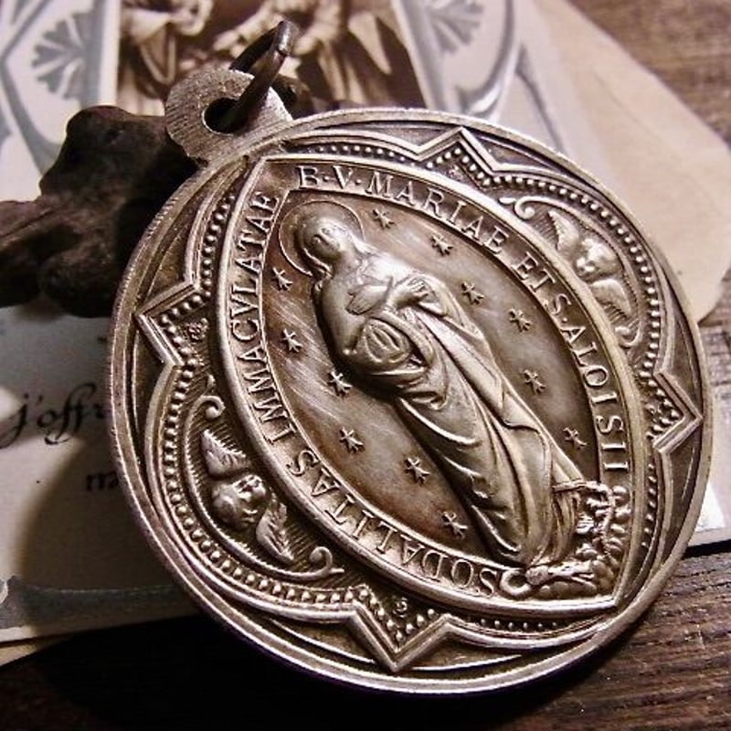 フランス アンティーク メダイ 聖母マリア 無原罪の御宿り 聖