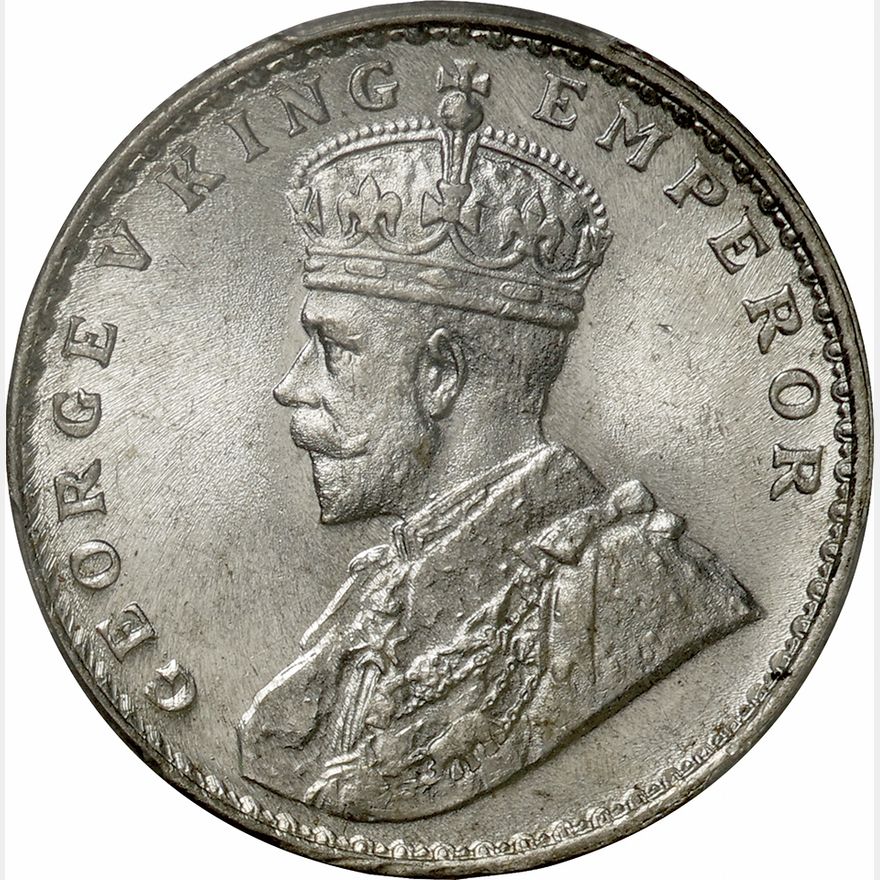 MS63『ジョージ5世1ルピー銀貨』英領インド：1919年美品です！