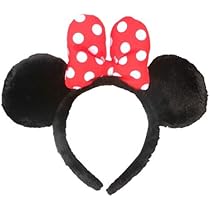 Amazon.co.jp: ミニーマウス もこもこカチューシャ 赤 リボン 水玉