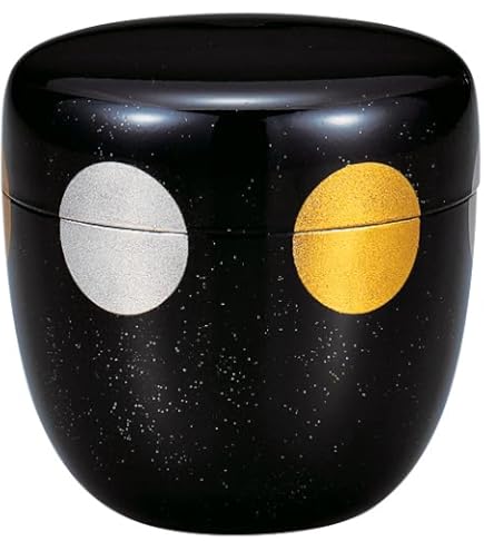 輪島塗 蒔絵師 紫香 (谷内 一則)造 金蒔絵『唐花』棗木製漆塗 共箱☆美