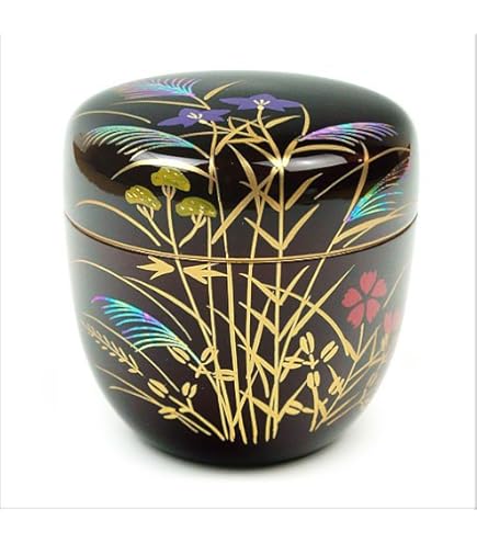 Amazon.co.jp: 中谷秀斎（造）而妙斎好一閑張唐松絵大棗共箱茶道具現代