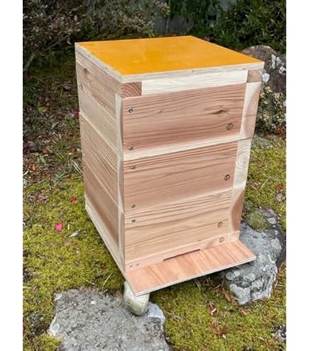 日本みつばち巣箱黒染め加工底板2タイプ（夏冬交換）3段重箱まち箱暑さ対策