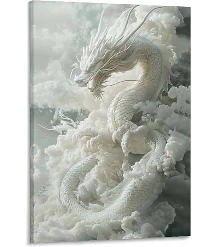 Amazon.co.jp: 龍の絵 「昇り龍1 白龍」 A4 竜の絵 : 龍樹: ホーム