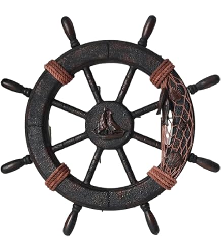 Amazon.co.jp: 木製 舵輪 錨 アンティーク 海賊 インテリア 御洒落 船