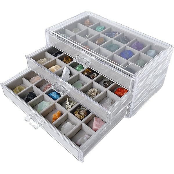 木箱 コレクション箱 岩石 石アート 化石 作品 陶器 収納 収集 整理 箱