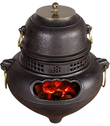 Amazon | 茶釜 風炉釜 切合鬼面風炉 茶釜添え 鉄風炉 茶道具