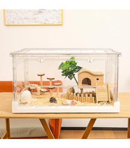 Amazon | MCHNHUA 大型透明ハムスターケージ、折りたたみ式アクリル