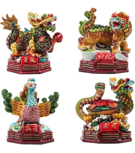Amazon.co.jp: 四神獣 (4点セット)青龍 朱雀 白虎 玄武 銅製 四神相応