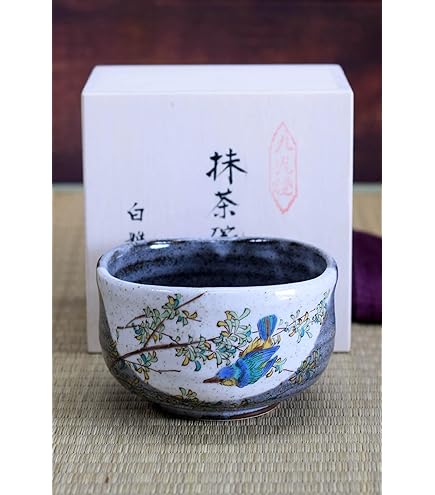 Amazon.co.jp: 九谷焼 九谷昭三 森澤昭三作 紫釉 窯変 抹茶 茶碗