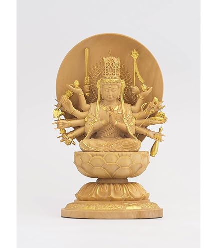 Amazon.co.jp: 極小仏 如意輪観音 10.5cm（木製：ツゲ 金泥仕上）＿