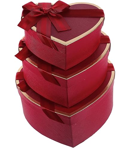 Amazon | PACKOVE ハート型 ギフトボックス レッド ハート フラワー