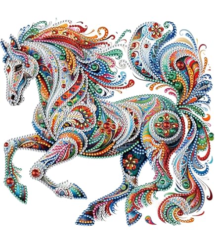 セラミック絵画 馬 陶芸絵画 ダイヤモンド絵画 風水に良い セラミック