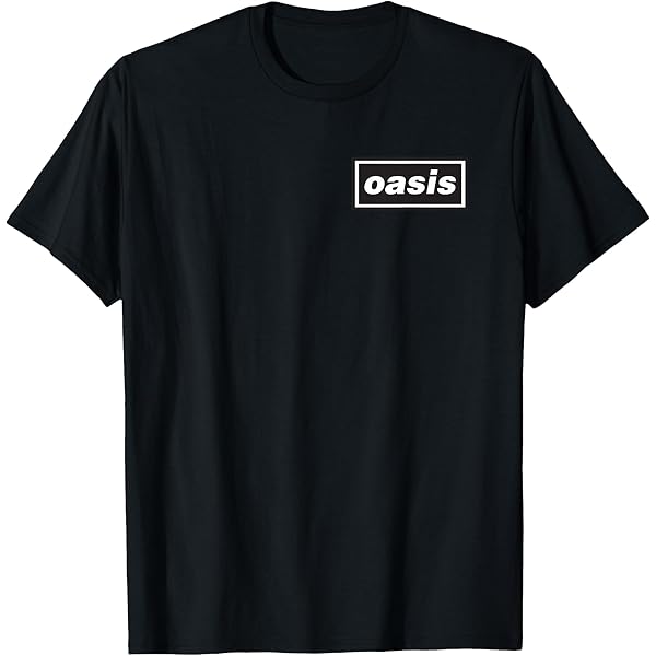 Amazon.com: Oasis White Logo On Navy T-Shirt : Clothing, Shoes