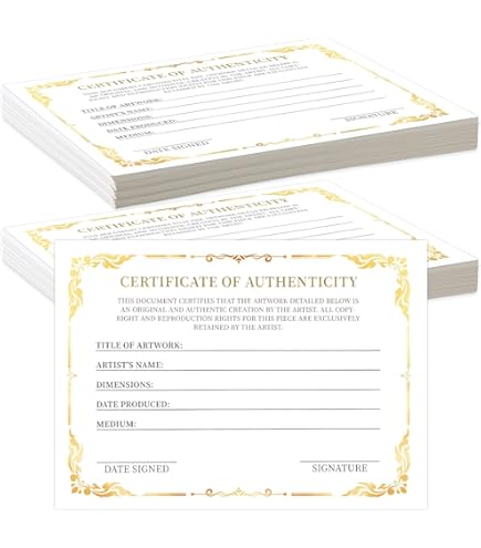 Mini Certificate of Authenticity, 5 x 7 Inch Premium Certificates