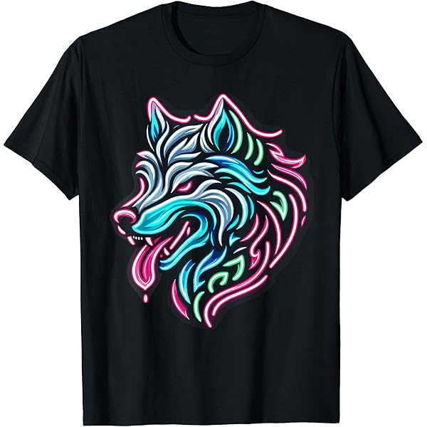 Amazon.com: Neon Wolf T-Shirt : Clothing, Shoes & Jewelry