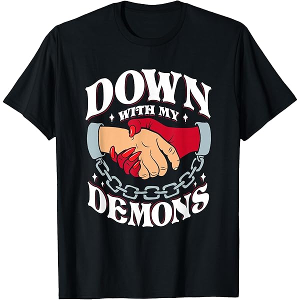 Amazon.com: Down With My Demons Deal Handshake Aesthetic Humour