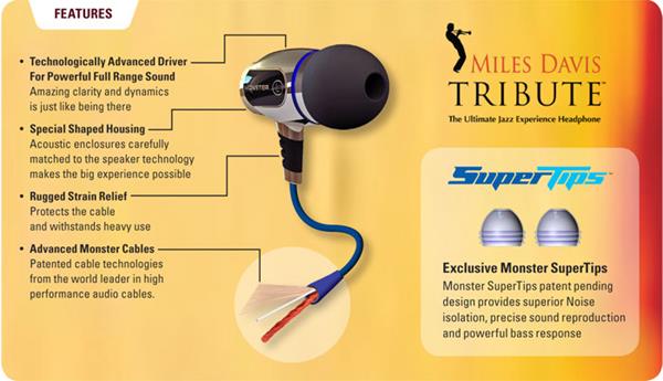 Monster Miles Davis Tribute™ Portable earbud headphones at Crutchfield