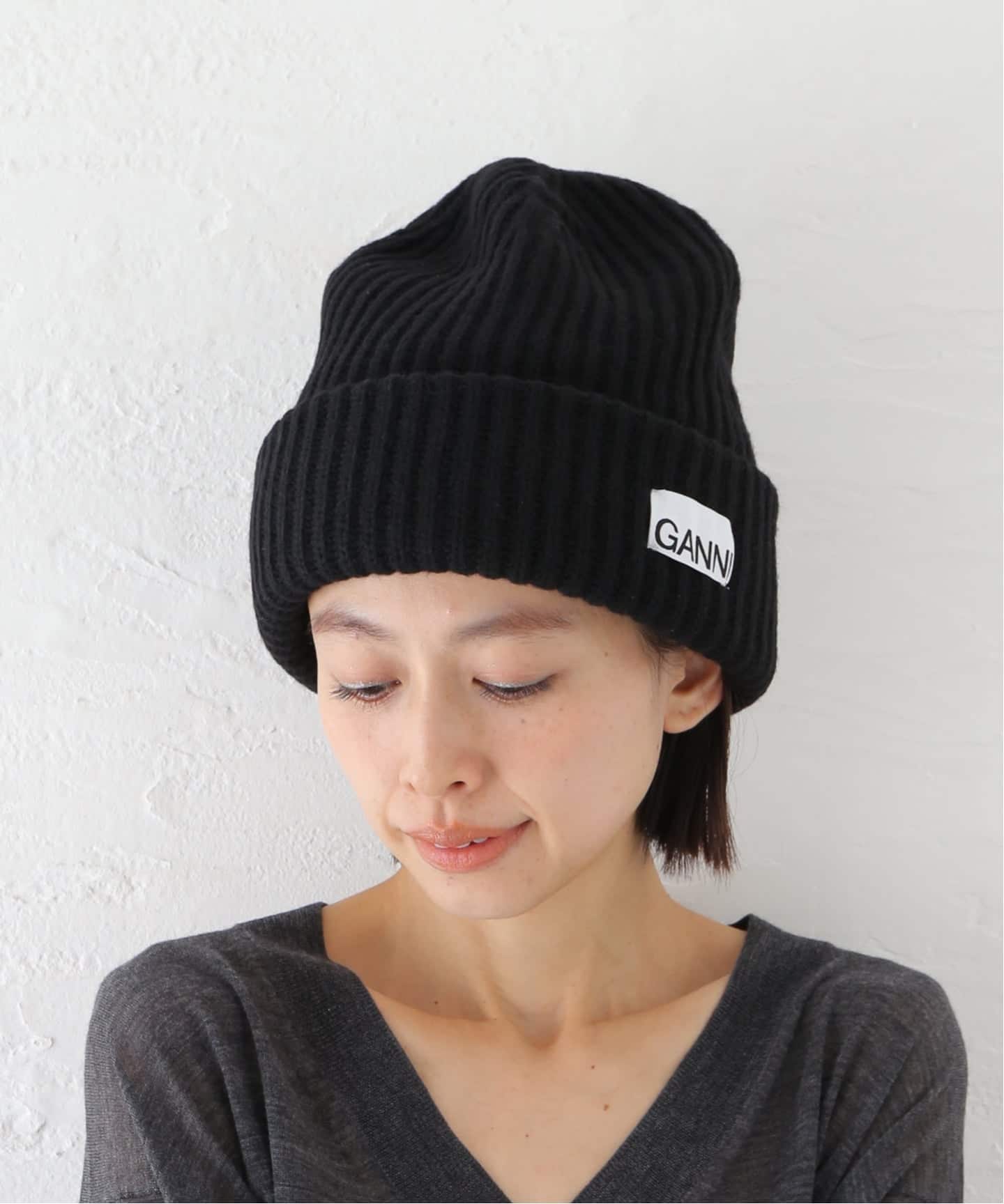 GANNI/ガニー Structured Rib Beanie（ニットキャップ・ビーニー）｜U