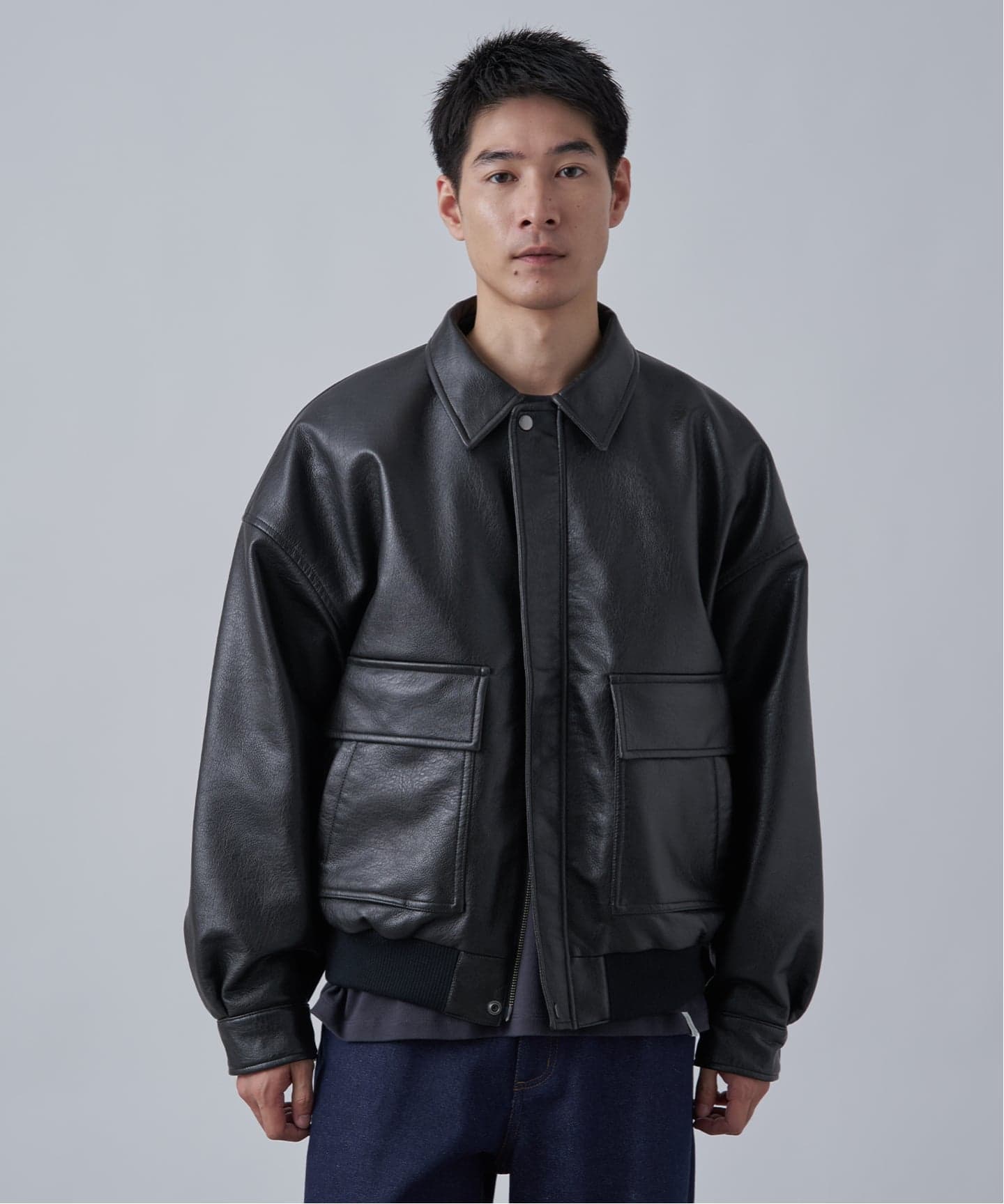 フェイクレザー A-2 ブルゾン（レザージャケット）｜B.C STOCK（ベー