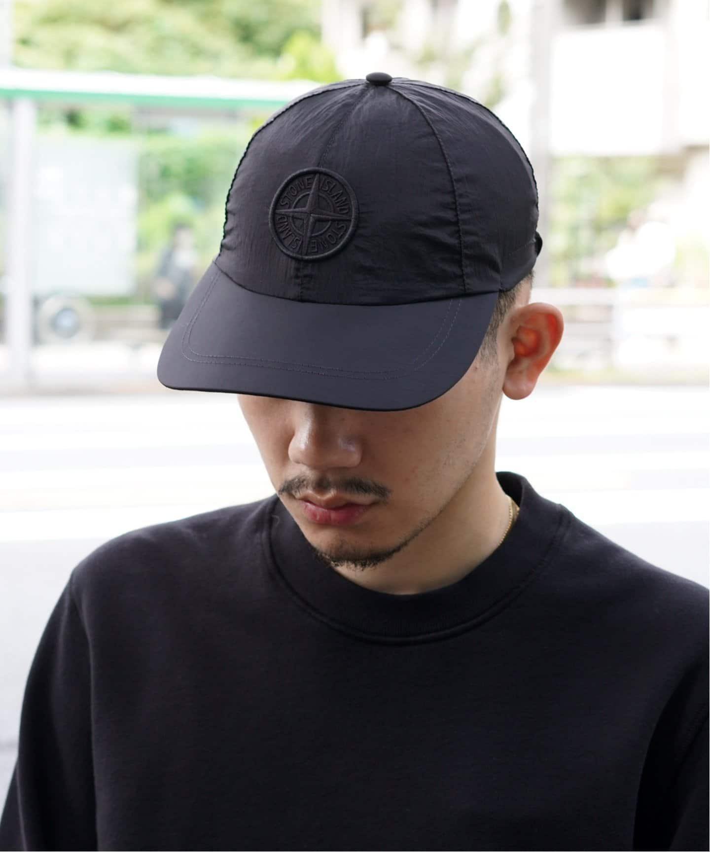 ストーンアイランド ナイロンメタル キャップ ブラック