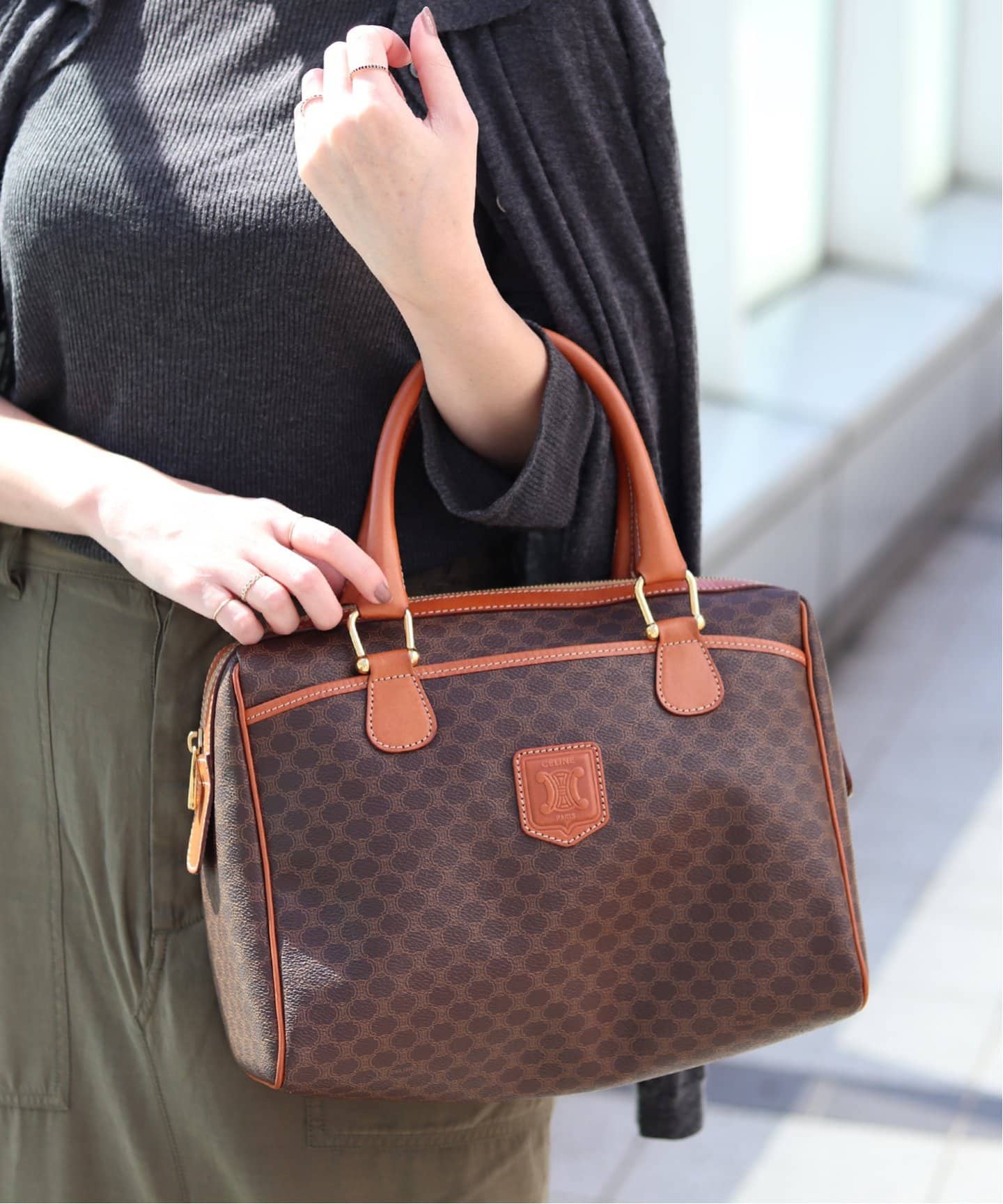 小売 CELINE セリーヌ マカダム ハンドバック ボストンバック フロント