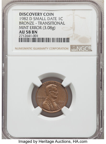 1982 D Lincoln Penny Memorial Reverse Bronze, Small Date