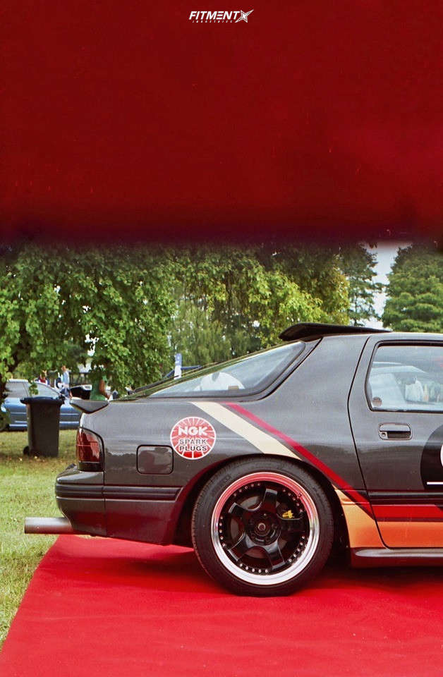 1986 Mazda RX-7 GXL with 17x9 SSR Koenig and Pirelli 215x45 on