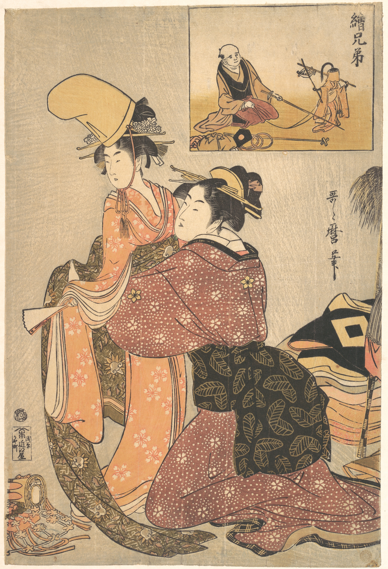 Kitagawa Utamaro - A Woman Dressing a Girl for a the Kabuki Dance