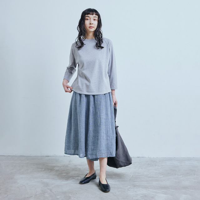 中川政七商店麻のかや織キュロット濃紺