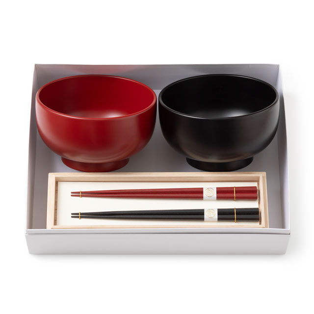 食洗機で洗える漆椀 大椀 黒・朱/拭き漆のお箸セット｜中川政七商店