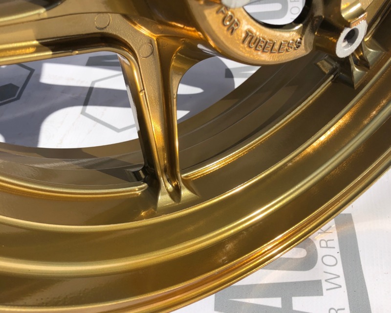 Gold Kawasaki Motorcycle Wheels | Gallery Project | Prismatic Powders