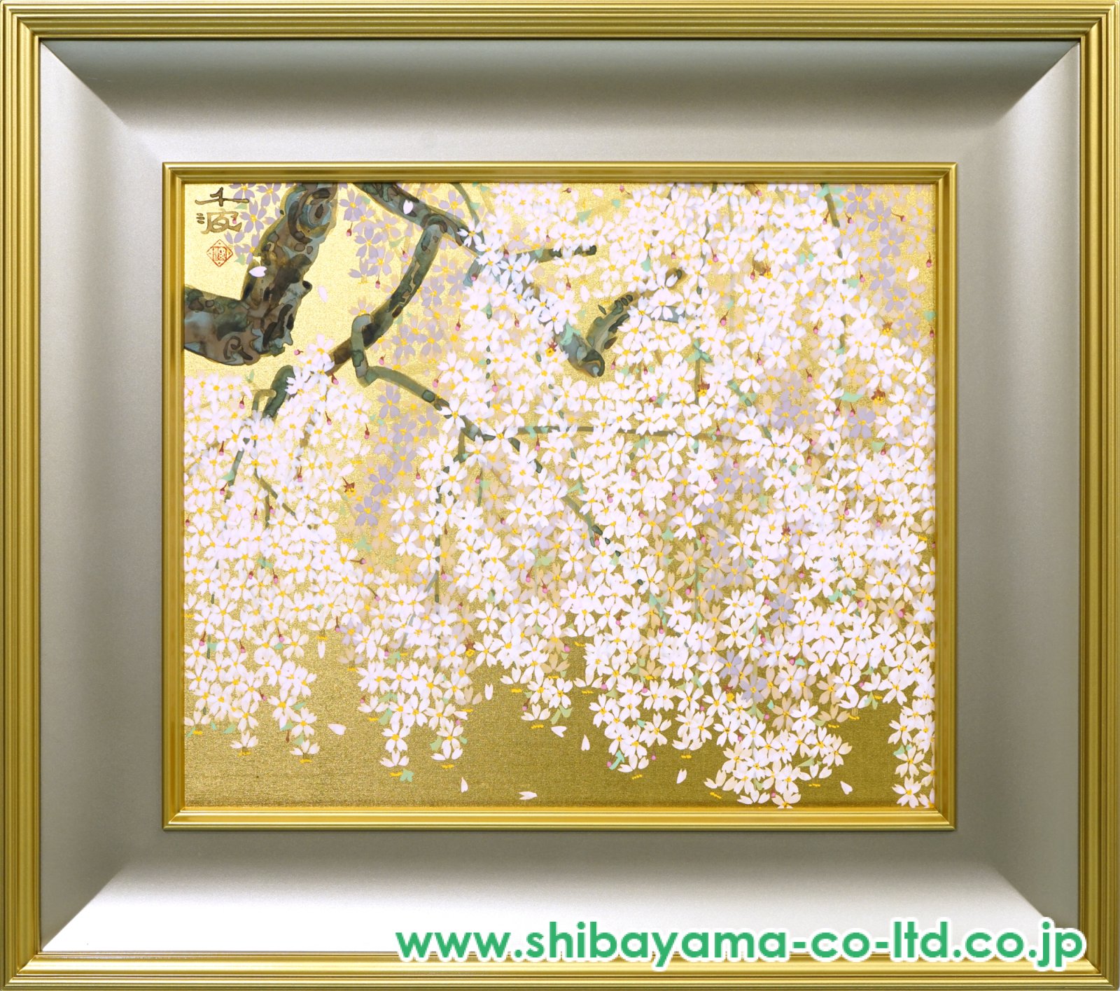中島千波「三宝院の枝垂れ桜」日本画 8号 :: 絵画買取・販売 - シバヤマ