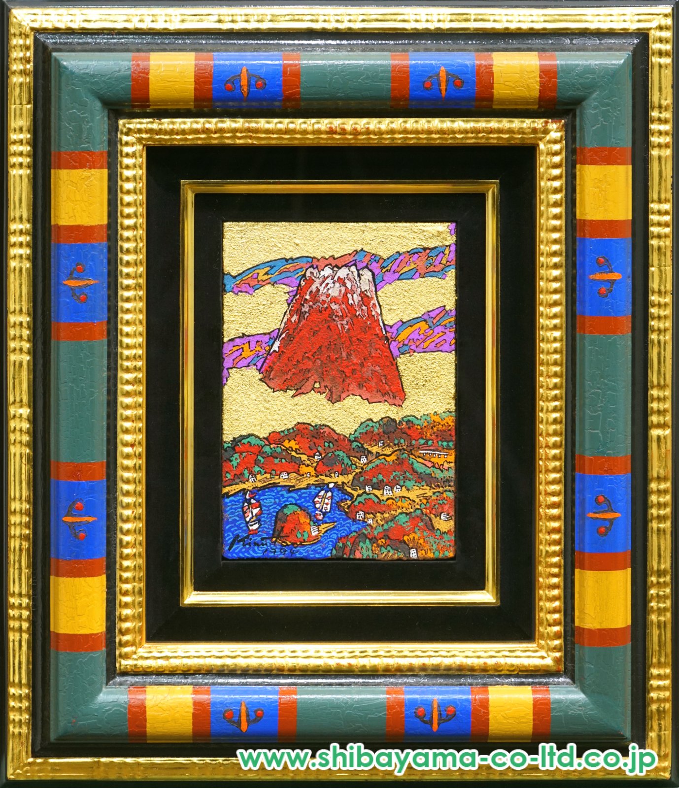 絹谷幸二、絵画、油彩4号ミックストメディア日月白雪富士、肉筆、新品