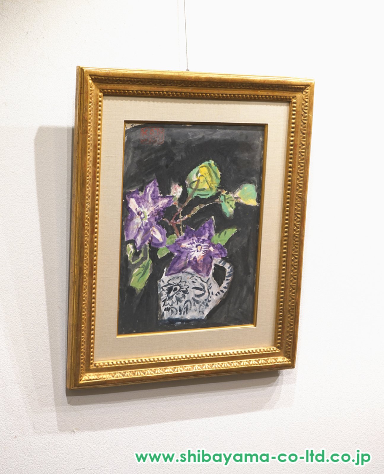 中川一政「鉄線花」紙に岩彩 :: 絵画買取・販売 - シバヤマ