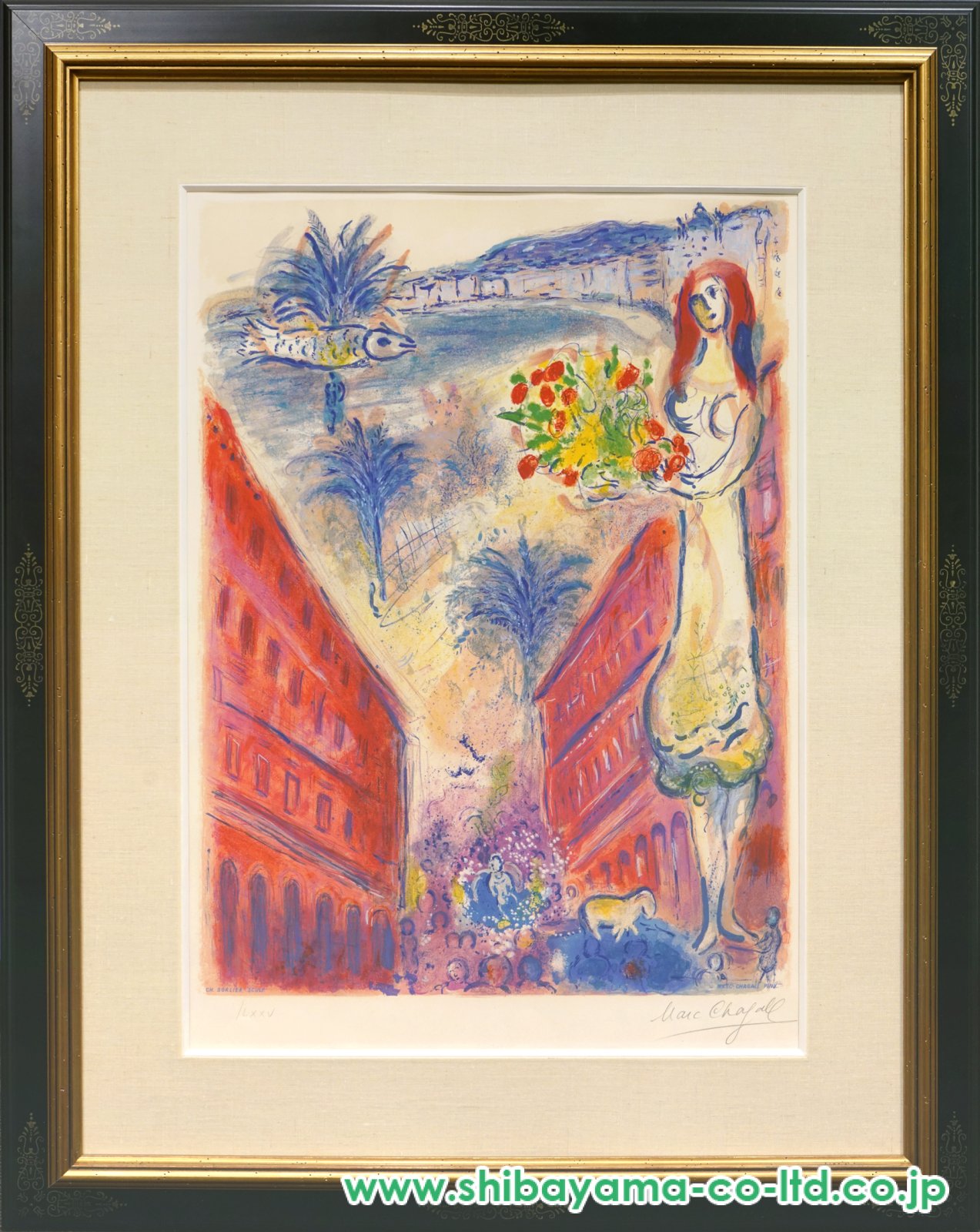 シャガール リトグラフ 赤い鳥と女 1950年 【公式通販】