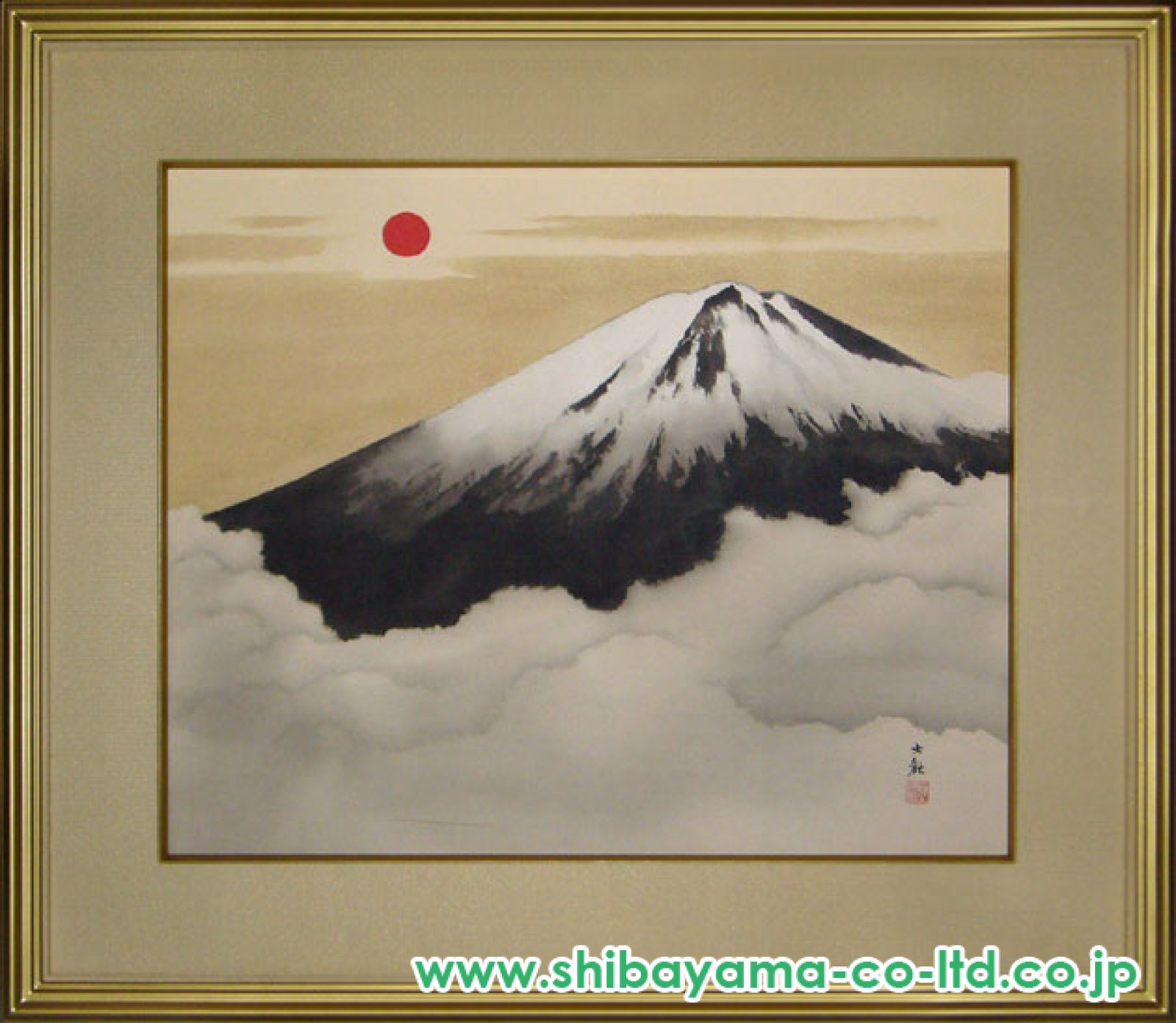 横山大観 『霊峰不二』 】 肉筆 墨画淡彩 額装 right.jpg