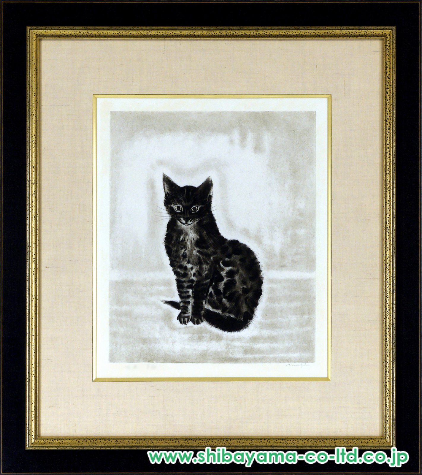 藤田嗣治「猫十態より『黒い猫』」エッチング :: 絵画買取・販売