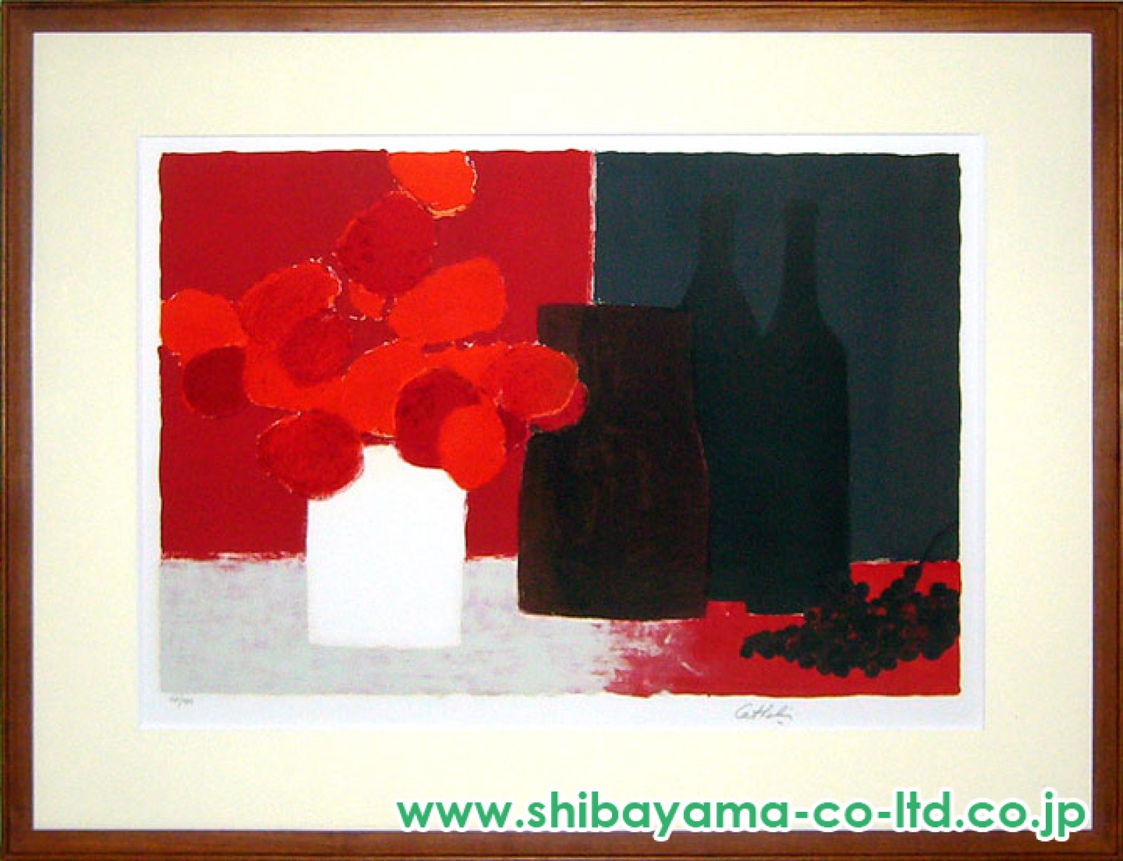 ベルナール・カトラン直筆サイン『アボカドの皿のある静物』リトグラフ