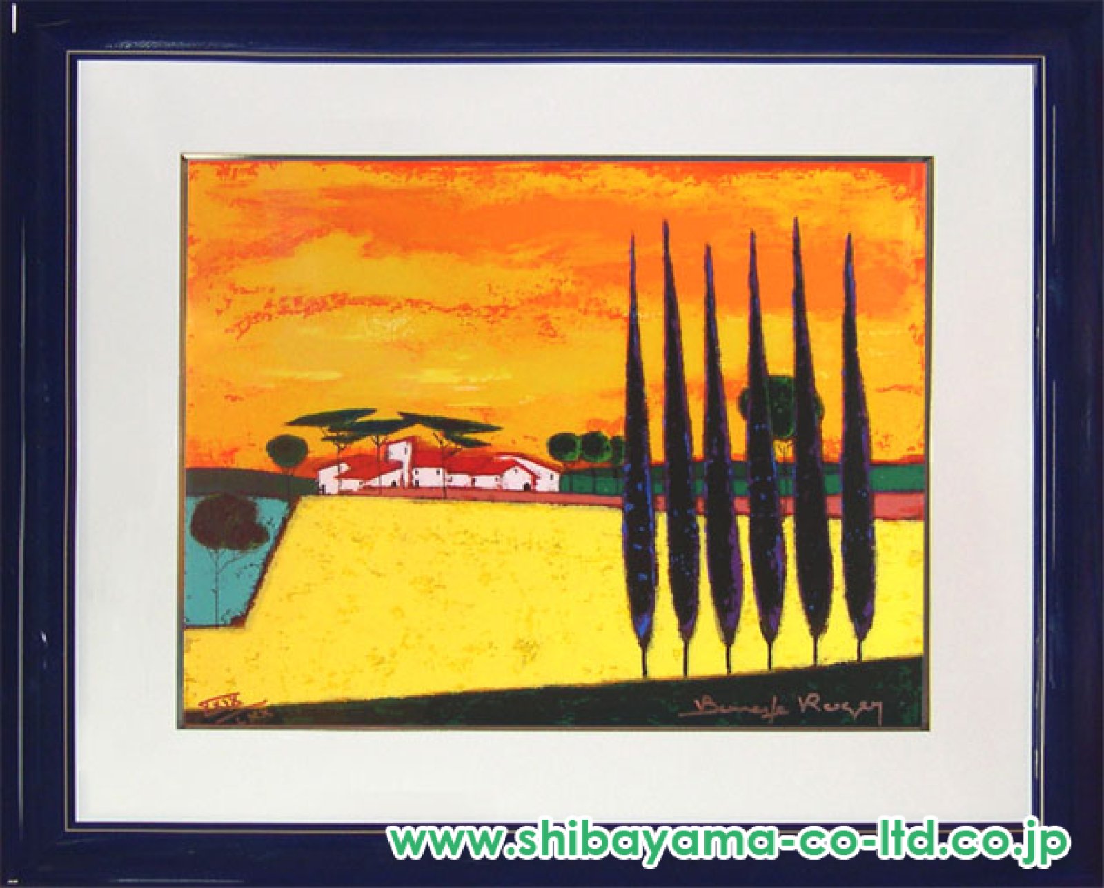 ロジェ・ボナフェ「青い丘」リトグラフ直筆サイン・エディション有り