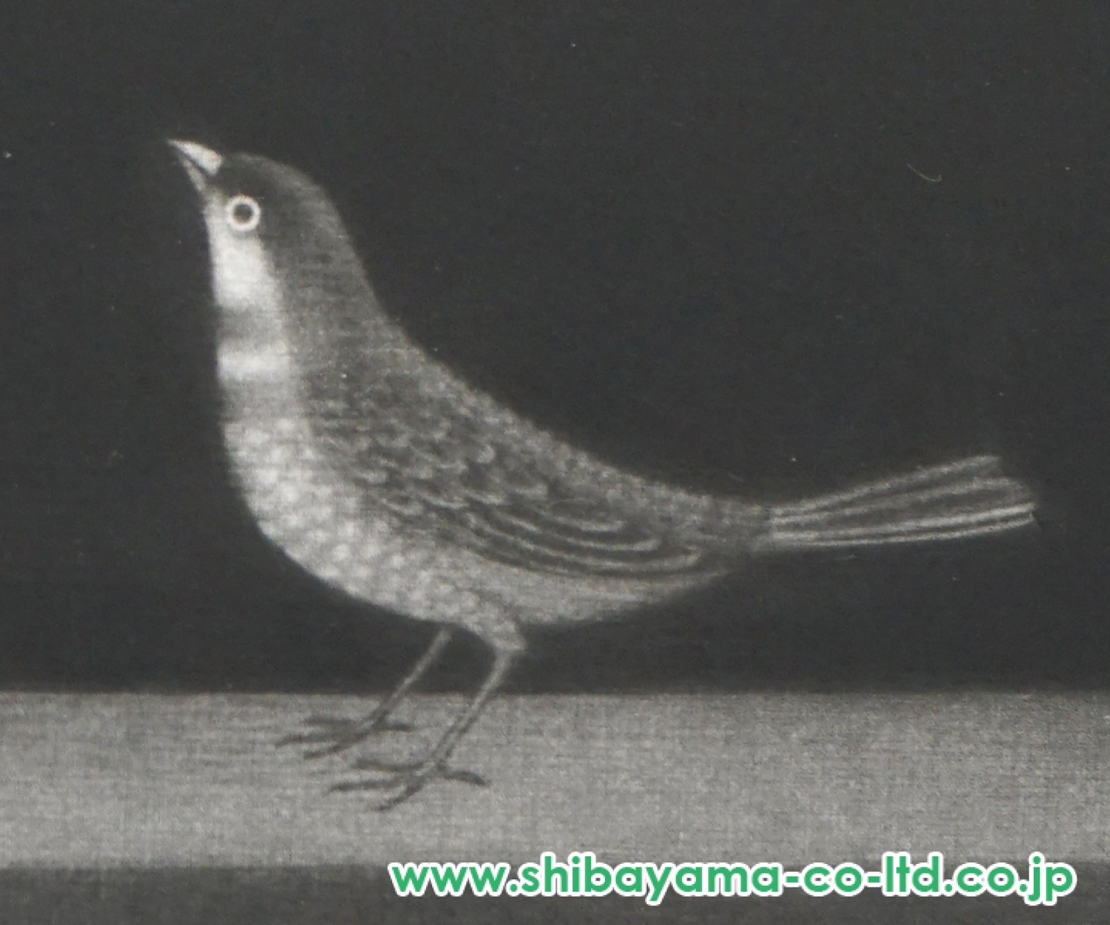 長谷川潔「小鳥と胡蝶」マニエル・ノワール :: 絵画買取・販売 - シバヤマ