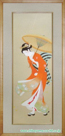 上村松園【しぐれ】京美術院シルクスクリーン380限定 上村松園「志ぐれ