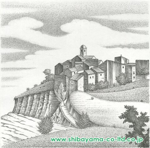 長谷川潔「長谷川潔の肖像より『古村』」ポアント・セッシュ :: 絵画