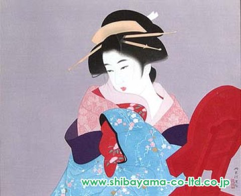 伊東深水 木版画 額付き 192×165mm